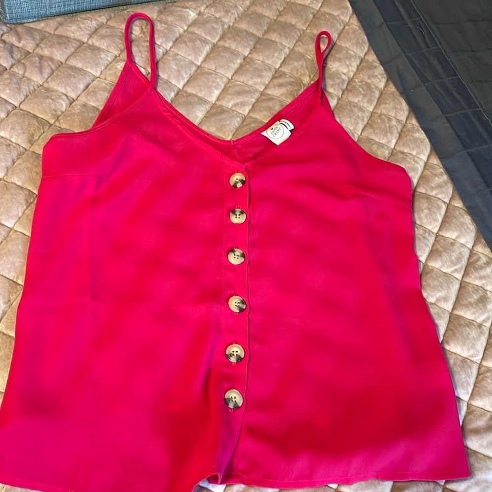Paper Crane pink button up tank top camisole size S small
